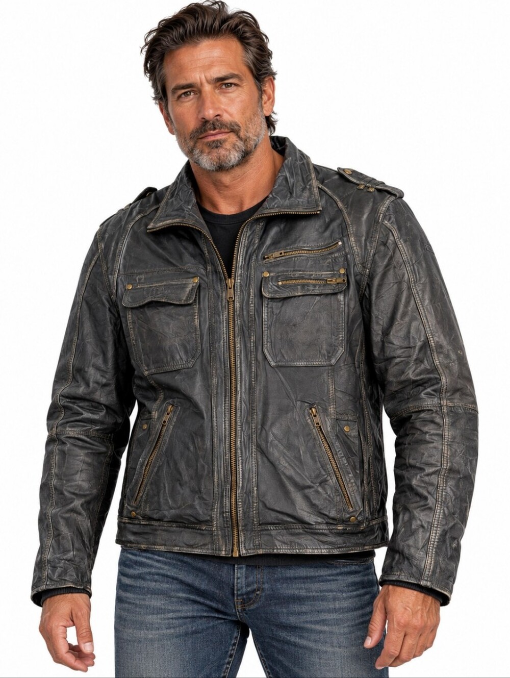 BILT Leather Motorcycle Moto Jacket Black US 46 EUR 56 XL Biker Riding